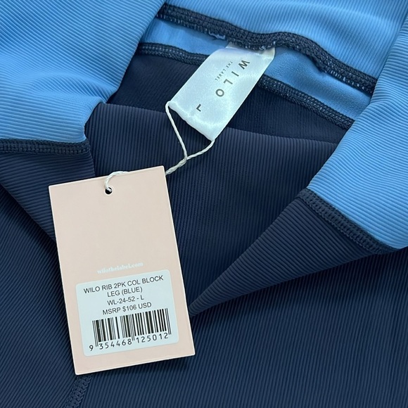 Wilo Ribbed Blue Colorblock Bra and Leggings Set Small Large - Picture 10 of 10